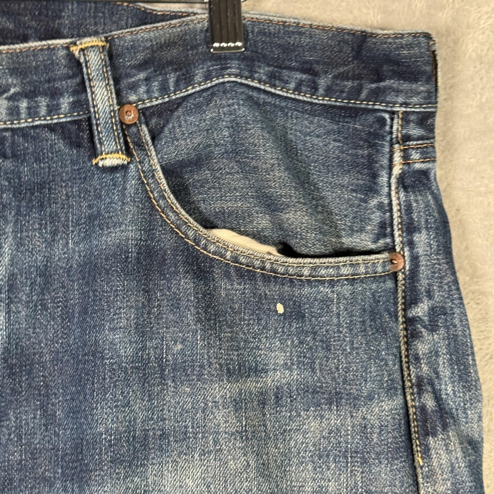 Ralph Lauren Jeans Mens 38x27 Blue Slim Straight Distressed Frayed *Hemmed Short - Picture 3 of 12
